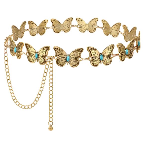 Uрfіnd Accessories - Women Western Metal Gold Chain Belt Concho Belt Cowgirl Waist Link For 7399